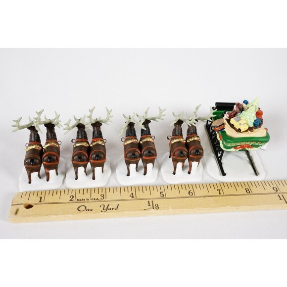 Department 56 Sleigh & Eight Tiny Reindeer Heritage Village 56111 Original Box - Picture 7 of 11
